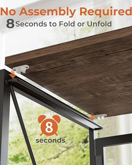 Coavas Folding Desk No Assembly Required, 31.5 inch Writing Computer Desk Space Saving Foldable Table Simple Home Office Desk,Brown - LeafyLoom
