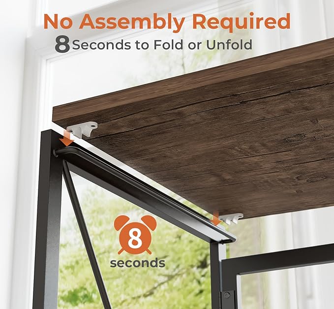 Coavas Folding Desk No Assembly Required, 31.5 inch Writing Computer Desk Space Saving Foldable Table Simple Home Office Desk,Brown - LeafyLoom