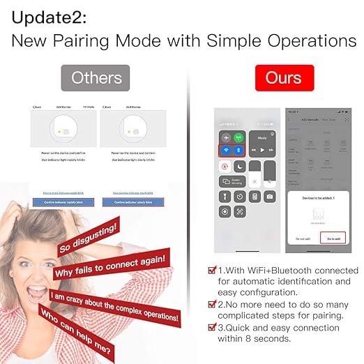 MOES WiFi RF Smart Light Dimmer Switch, Smart Life/Tuya APP Relay Status Backlight Switch Off RF Remote Control Voice Compatible with Alexa Google Assistants, White Touch MOES