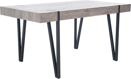 SAFAVIEH Home Collection Alyssa Mid-Century Rustic Industrial Grey Oak/Black Dining Room Table DTB7000C, 0 - LeafyLoom