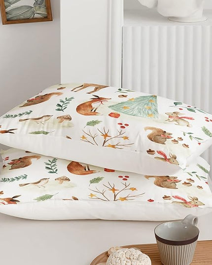Wild Animal Comforter Twin Size,Rabbit Deer Comforter Set for Kids Teens Girls Boys,3Pcs Bedding Set Printed Comforter with 2 Pillowcases,Down Alternative,Soft and Lightweight，Twin Size - LeafyLoom