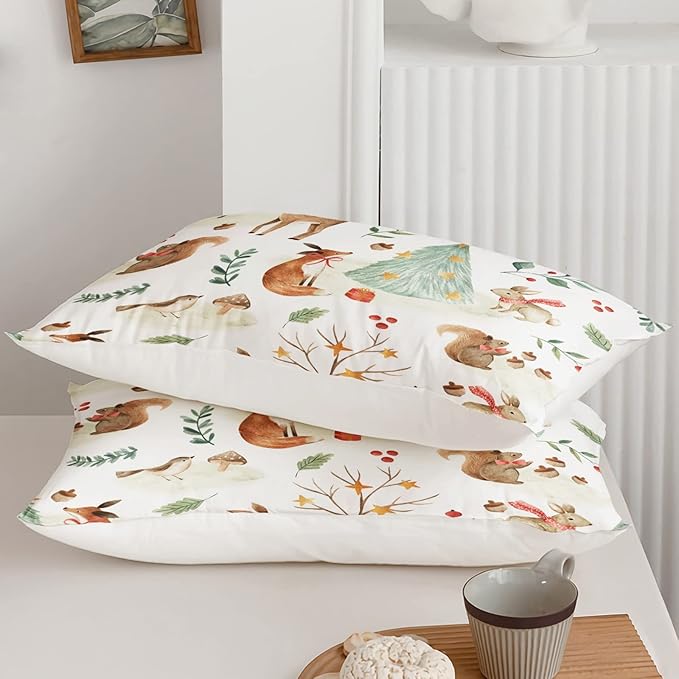 Wild Animal Comforter Twin Size,Rabbit Deer Comforter Set for Kids Teens Girls Boys,3Pcs Bedding Set Printed Comforter with 2 Pillowcases,Down Alternative,Soft and Lightweight，Twin Size - LeafyLoom