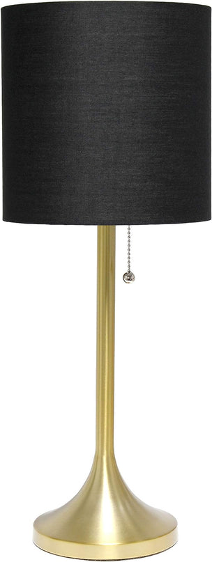 Simple Designs LT1076-GDB Gold Tapered Table Lamp with Black Fabric Drum Shade (Pack of 4) - LeafyLoom