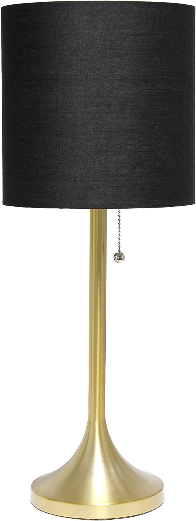 Simple Designs LT1076-GDB Gold Tapered Table Lamp with Black Fabric Drum Shade (Pack of 4) - LeafyLoom