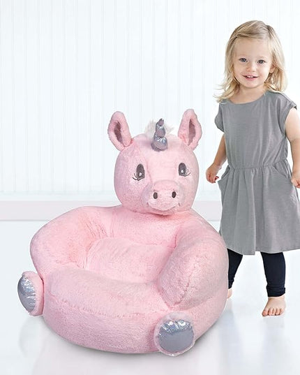 Trend Lab Pink Unicorn Toddler Chair Plush Character Kids Chair Comfy Furniture Pillow Chair for Boys and Girls, 21 x 19 x 19 inches - LeafyLoom