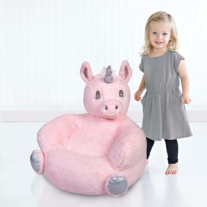 Trend Lab Pink Unicorn Toddler Chair Plush Character Kids Chair Comfy Furniture Pillow Chair for Boys and Girls, 21 x 19 x 19 inches - LeafyLoom