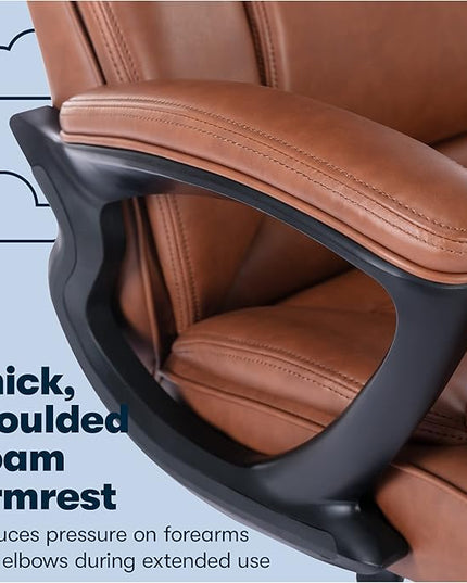 Serta Fairbanks Big and Tall High Back Executive Office Ergonomic Gaming Computer Chair with Layered Body Pillows, Contoured Lumbar Zone, Cognac - LeafyLoom