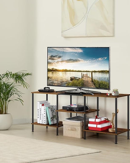 TV Stand for Bedroom 50 Inch TV Stand with Power Outlet 3 Tier Entertainment Center with Storage TV Console Table for 50 43 40 32 Inch TV, Rustic Brown - LeafyLoom