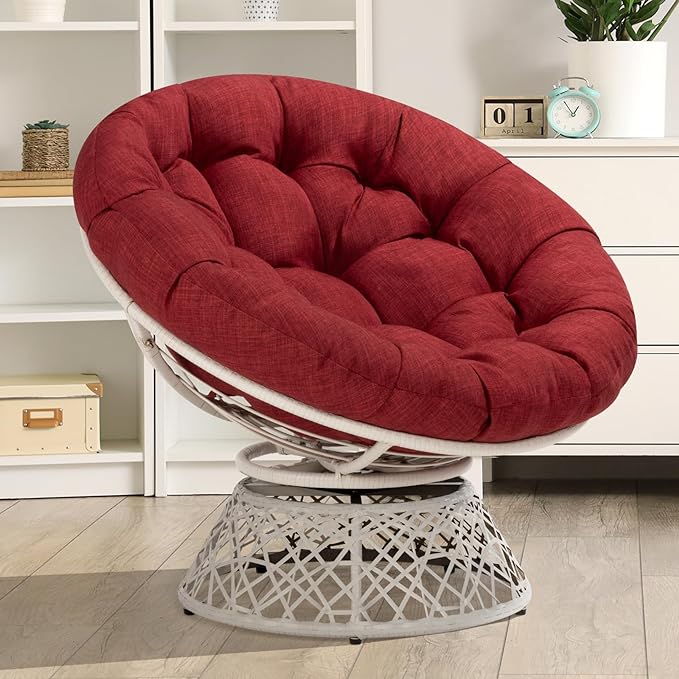 Bme Papasan Chair, Cherry Sangria - White Base - LeafyLoom