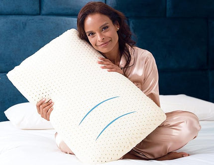 Talalay Natural Latex Foam Pillow DreamLogix - Standard Size Firm Pillow for Sleeping, Side & Back Sleepers, 100% Cotton Cover, Back & Neck Support, Pain Relief (Firm, Standard Size 24''x16''x5'') - LeafyLoom