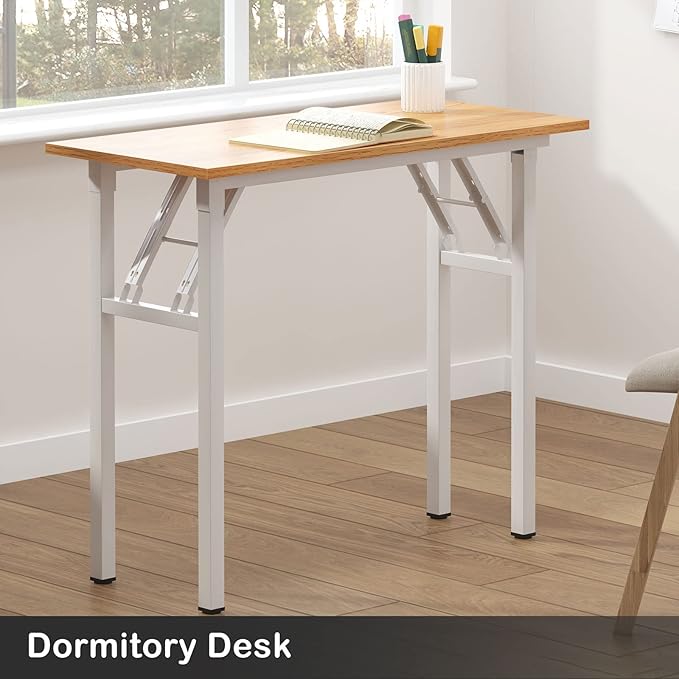 Need Small Desk 31 1/2" No Assembly Foldable Writing Table,Sturdy and Heavy Duty Folding Computer Desks for Small Space/Home Office/Dormitory AC5BW(80 * 40) - LeafyLoom