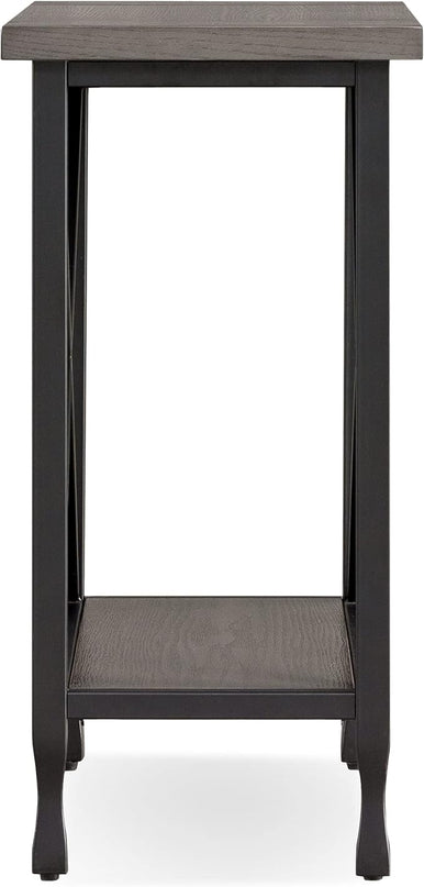 Leick Home Chisel & Forge Narrow Side Recliner Table with Shelf, Smoke Gray and Matte Black, 12" W - LeafyLoom