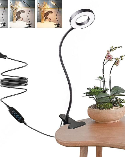 Clip on Desk Lamps,48 LEDs 360°Flexible Gooseneck Reading Table Light,3 Color Modes, 10 Brightness, USB Clamp Books Night Light for Home, Office, Dorm - LeafyLoom