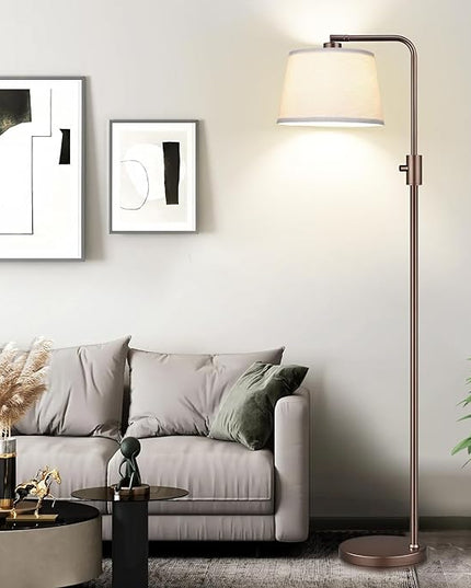 【Upgraded】 Dimmable Floor Lamp, 1000 Lumens LED Edison Bulb Included, Arc Floor Lamps for Living Room Modern Standing Lamp with Shade, Tall Lamps for Living Room Bedroom Office Dining Room - Brown - LeafyLoom