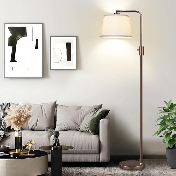 【Upgraded】 Dimmable Floor Lamp, 1000 Lumens LED Edison Bulb Included, Arc Floor Lamps for Living Room Modern Standing Lamp with Shade, Tall Lamps for Living Room Bedroom Office Dining Room - Brown - LeafyLoom
