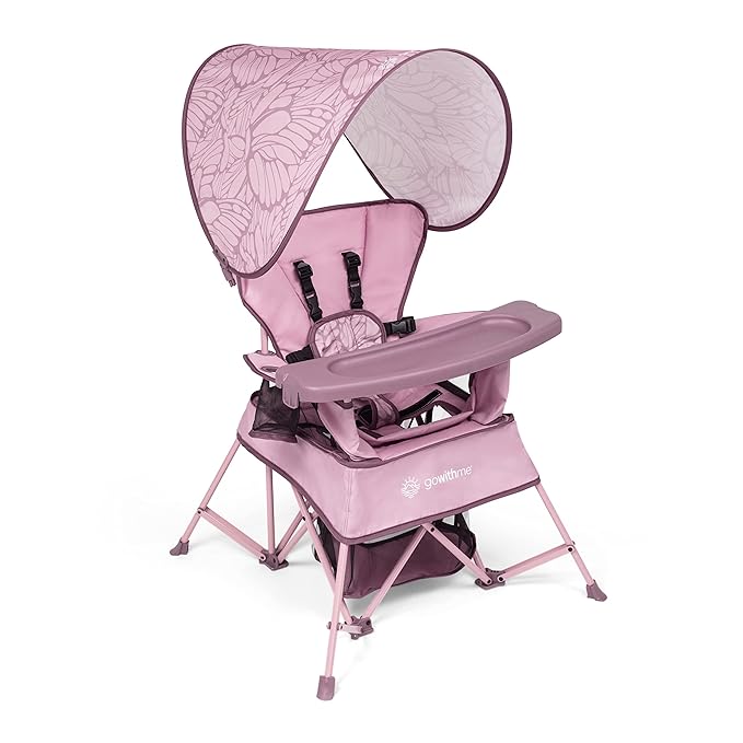 Baby Delight Go with Me Venture Portable Chair | Indoor and Outdoor | Sun Canopy | 3 Child Growth Stages | Canyon Rose - LeafyLoom