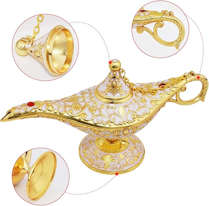 Vintage Legend Aladdin Lamp Magic Genie Wishing Light,Collectable Rare Classic Arabian Costume Props Lamp Tabletop Decor Crafts for Home/Wedding Decoration&Gift for Party/Halloween/Birthday - LeafyLoom