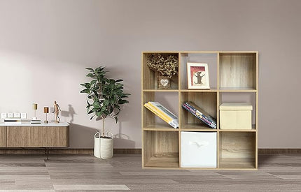 PACHIRA US 9 Cube Storage Shelf Organizer, Heavy Duty Wooden Closet Cabinet, File Organizer Rack Display Cube Bookshelf Compartments, Dark Brown - LeafyLoom