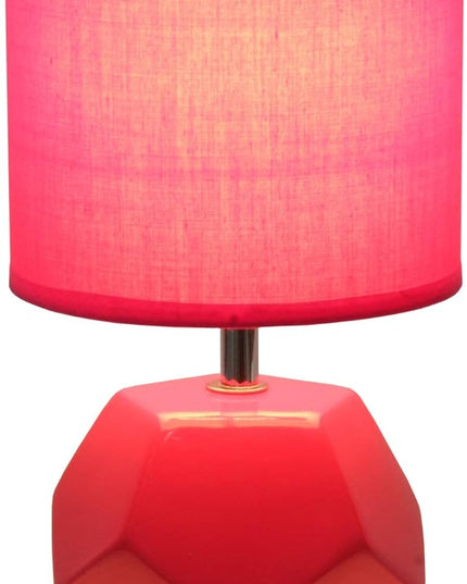 Simple Designs LT2065-PNK Round Prism Mini Table Lamp with Matching Fabric Shade, Pink - LeafyLoom