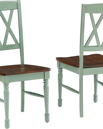 Crosley Furniture Shelby Dining Chairs (Set of 2), Distressed Teal - LeafyLoom