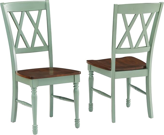 Crosley Furniture Shelby Dining Chairs (Set of 2), Distressed Teal - LeafyLoom