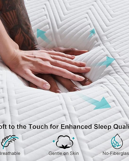 Full Mattress 10 inch No Fiberglass Gel Memory Foam Full Size Mattress in a Box of Foams and Fabric for Cooling Pressure Relief Sleep, 75" X 54" X 10", Medium, Firm - LeafyLoom