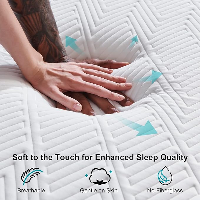 Full Mattress 10 inch No Fiberglass Gel Memory Foam Full Size Mattress in a Box of Foams and Fabric for Cooling Pressure Relief Sleep, 75" X 54" X 10", Medium, Firm - LeafyLoom