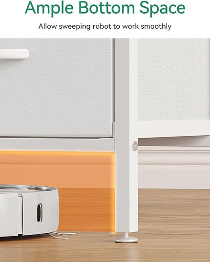 AODK Dresser with Charging Station, 52 Inches Tall Dresser for Bedroom with 11 Storage Drawers, Large Fabric Dressers for Living Room, Hallway, White - LeafyLoom