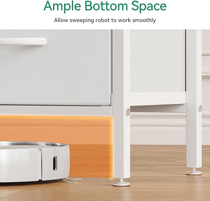 AODK Dresser with Charging Station, 52 Inches Tall Dresser for Bedroom with 11 Storage Drawers, Large Fabric Dressers for Living Room, Hallway, White - LeafyLoom