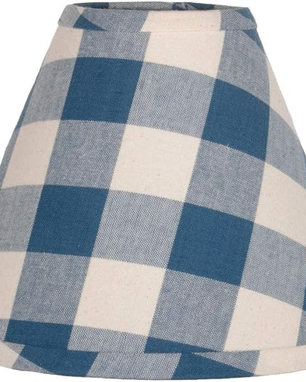 Buffalo Check Blue and Buttermilk 16" Washer Fabric Lamp Shade by Raghu - LeafyLoom