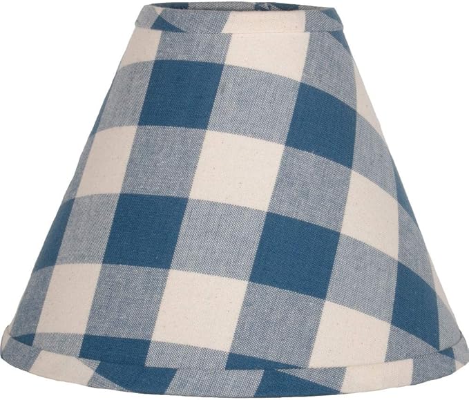 Buffalo Check Blue and Buttermilk 16" Washer Fabric Lamp Shade by Raghu - LeafyLoom