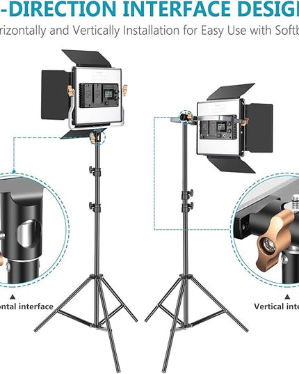 Neewer 2 Packs Advanced 2.4G 480 LED Video Light Photography Lighting Kit with Bag, Dimmable Bi-Color LED Panel with 2.4G Wireless Remote, LCD Screen and Light Stand for Portrait Product Photography Neewer