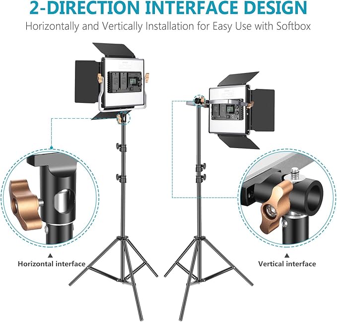 Neewer 2 Packs Advanced 2.4G 480 LED Video Light Photography Lighting Kit with Bag, Dimmable Bi-Color LED Panel with 2.4G Wireless Remote, LCD Screen and Light Stand for Portrait Product Photography Neewer