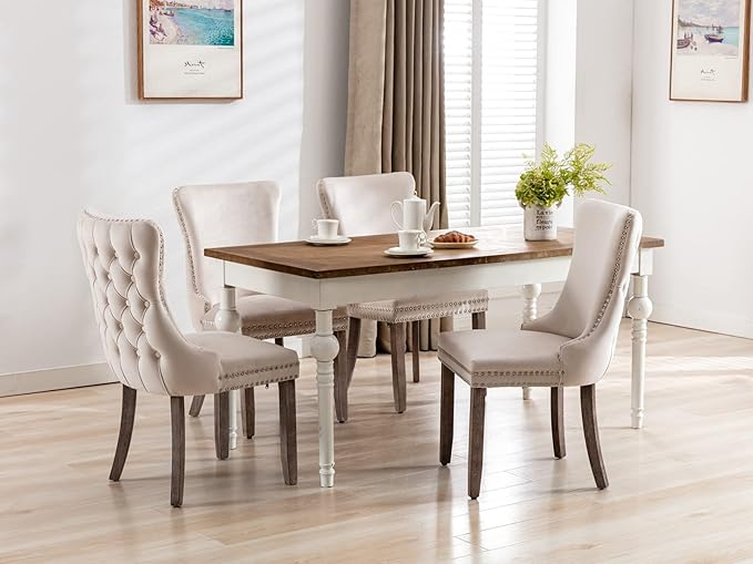 NicBex Haerin-SD-00116-LWJ Dining Chairs, 27.4"x20.4"x37.4", Beige - LeafyLoom