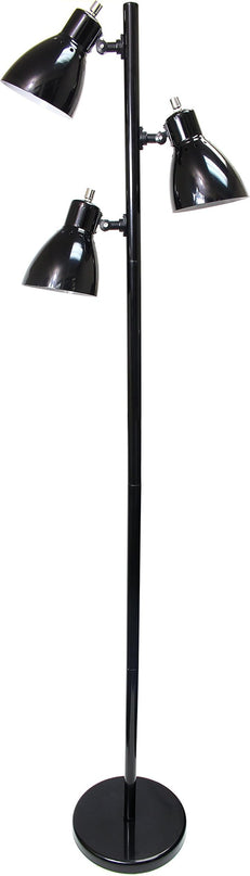 Simple Designs LF2007-BLK Metal 3 Light Tree Floor Lamp, Black - LeafyLoom