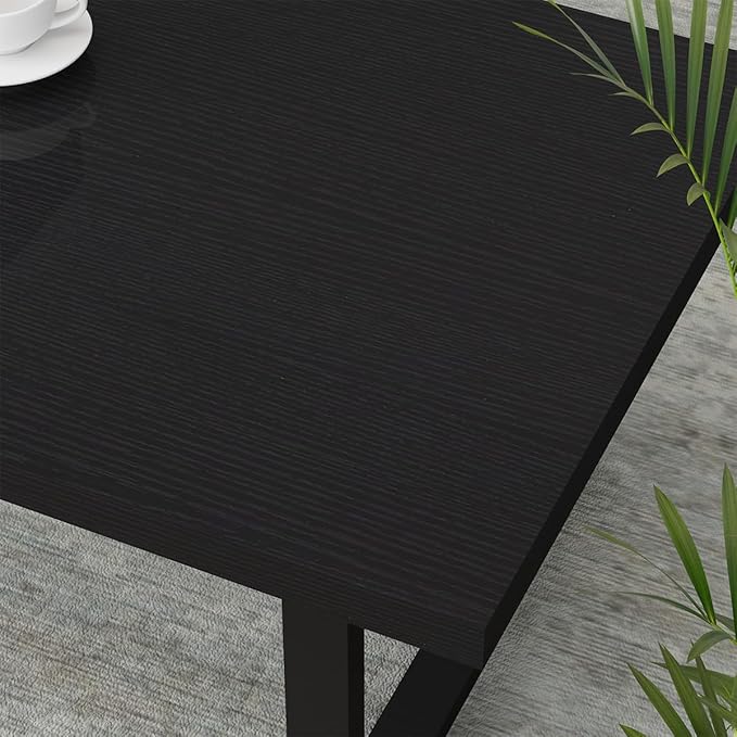 IBF Black Coffee Table, Minimalist Industrial Wooden Center Table, Modern Simple Rectangle Living Room Table, Farmhouse Wood and Metal Cocktail Coffee Table for Home Bedroom Office, Black Oak, 39 inch - LeafyLoom