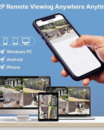 Hiseeu 5MP Wireless Pro Security Camera System with 12" LCD Monitor and 3T HDD Outdoor Use 24/7 Recording Motion Detection Color Night Vision 2 Way Audio Expandable 10CH 8MP NVR Plug and Play Hiseeu