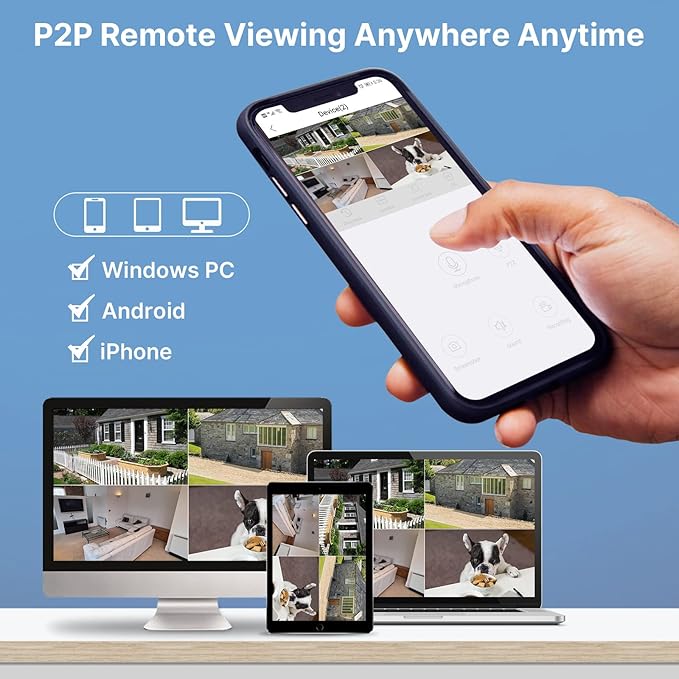 Hiseeu 5MP Wireless Pro Security Camera System with 12" LCD Monitor and 3T HDD Outdoor Use 24/7 Recording Motion Detection Color Night Vision 2 Way Audio Expandable 10CH 8MP NVR Plug and Play Hiseeu