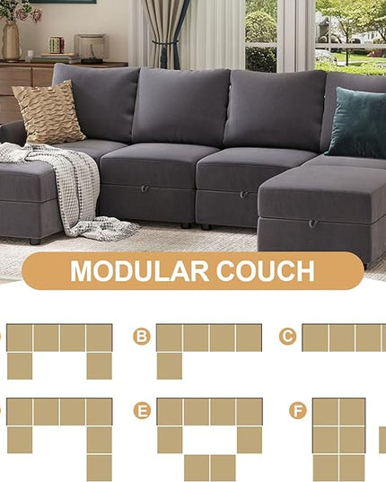 COMHOMA Convertible Sectional Sofa for Living Room, Free Combination L/U Shaped Sofa with Storage Chaise for Living Room, Apartment and Small Space 5 Seaters(4+1) - LeafyLoom