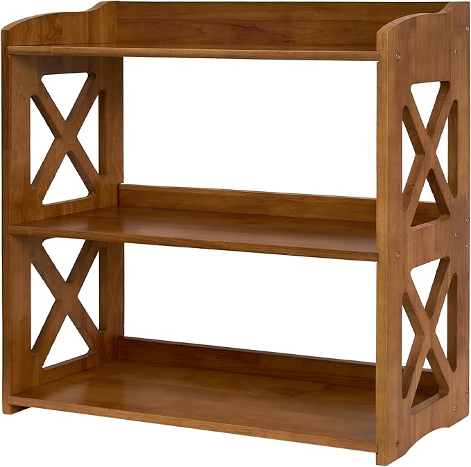 Bookcase by Natural Wood, 3 Tier Bookshelf, Small Book Shelves Freestanding Display Storage Shelves. Open Bookshelf for Bedroom, Living Room and Office (Brown, 3 Tier) - LeafyLoom