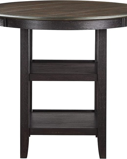 NicBex Dining Table Set for 4 Kitchen & Dining Room Tables 5Pc Counter Height Dining Set Table with Built-in Shelves and 4X Counter Height Chairs for Small Space, Black - LeafyLoom