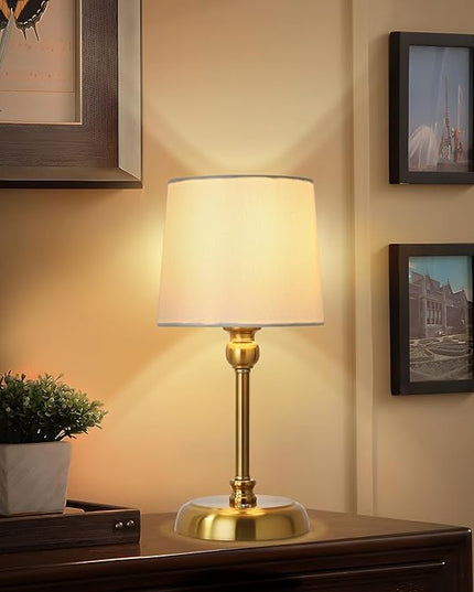 Cordless LED Table Lamp, 6000mAh Rechargeable Bedside Night Lamp for Bedroom, Portable Touch Stepless Dimmable Battery Operated Lamp, Ambient Light for Patio Restaurant(‎Antique Brass S) - LeafyLoom