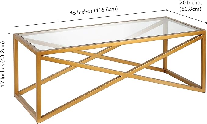 Calix 46'' Wide Rectangular Coffee Table in Brass - LeafyLoom