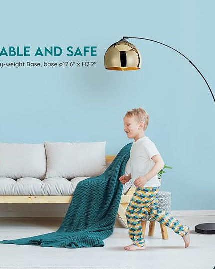 NW Archiology Arc Floor Lamp, 67" Height Gold Floor Lamp with Floor Switch and Stable Marble Base, The Unique Curved Design is Ideal for Living Room Reading Bedroom Home Office - LeafyLoom