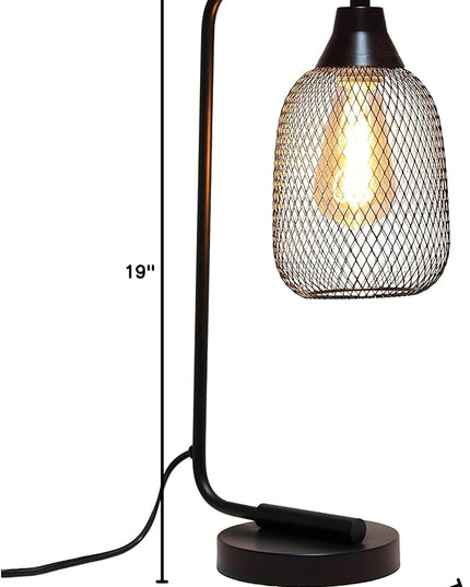 Elegant Designs LD1060-BLK Mesh Wire Table Lamp, Matte Black - LeafyLoom