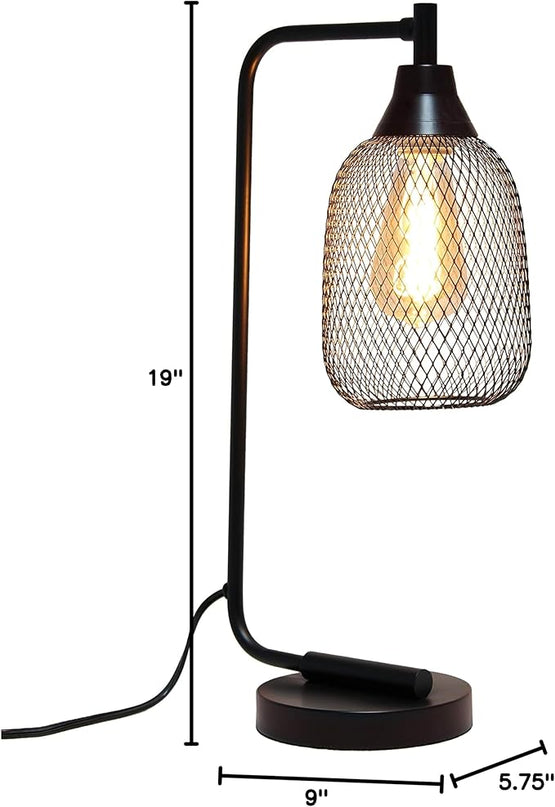 Elegant Designs LD1060-BLK Mesh Wire Table Lamp, Matte Black - LeafyLoom