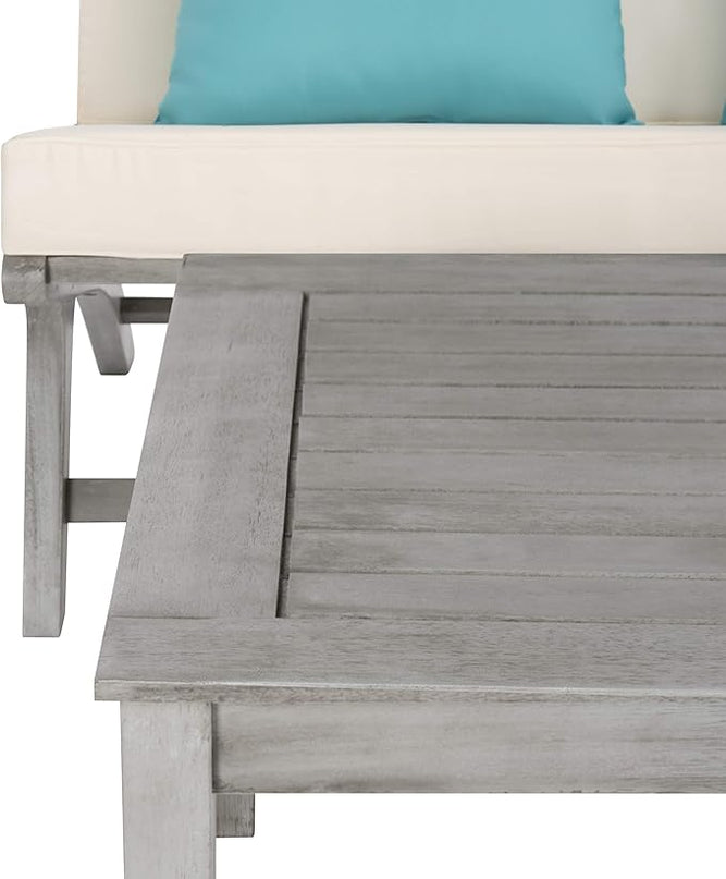 Safavieh PAT7044B Collection Chaston Wash and White and Light Blue 4 Pc Living Accent Pillows Outdoor Set, Grey/Beige Soild - LeafyLoom