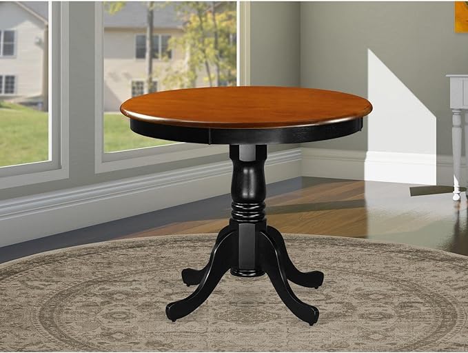 East West Furniture Kitchen Table, 36x36 Inch, ANT-BLK-TP - LeafyLoom