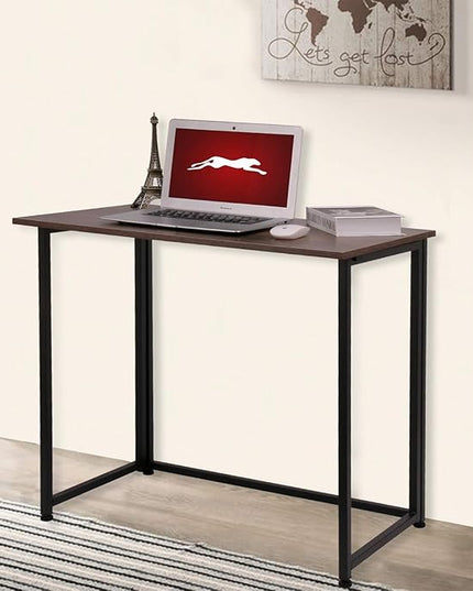 Leopard Outdoor Products Folding Computer Desk for Small Spaces, Space-Saving Home Office Desk, Foldable Computer Table, Laptop Table, Writing Desk, Compact Study Reading Table (Dark Brown) - LeafyLoom