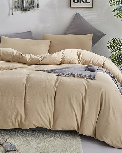 Champagne Comforter Set King Beige Bedding Set Lightweight Women Soft Champagne Blanket 3 PCs Durable Light Khaki Colored Comforter Set King Breathable Bed Comforter Set - LeafyLoom
